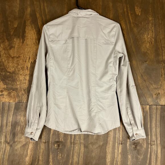 REI CO OP Womens Shirt Tan Button Down Long Sleeve Zip Pockets XS - Picture 9 of 12